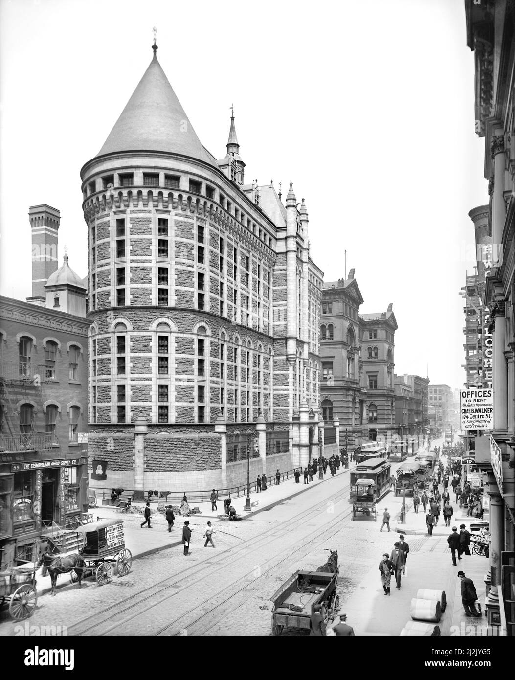 Straßenszene, „Die Gräber“, Manhattan Strafanstalt, Center Street, New York City, New York, USA, Detroit Publishing Company, 1905 Stockfoto