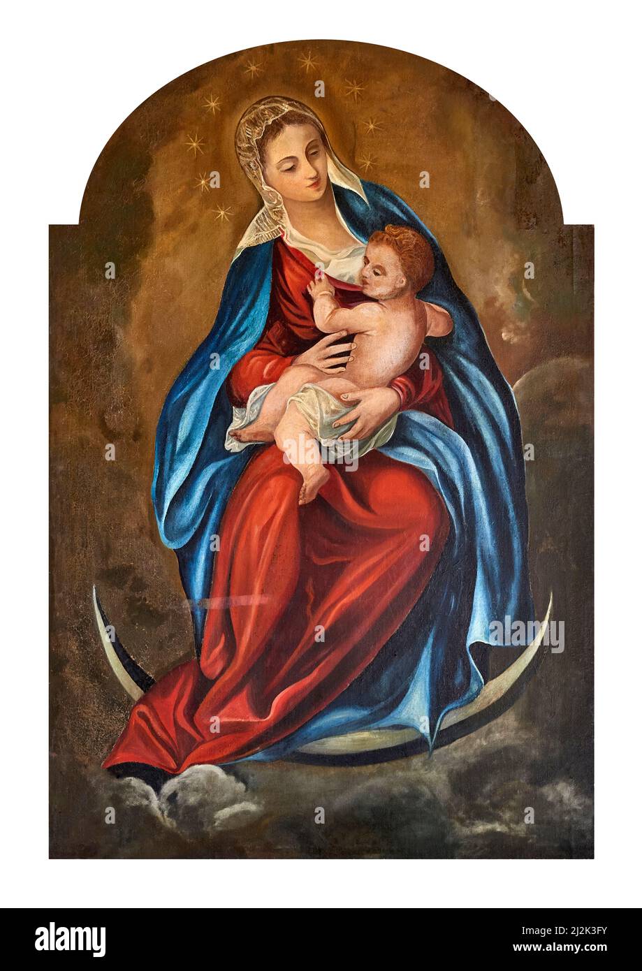 Madonna mit Kind - olio su tela - emilianischer Maler des 19.. Jahrhunderts - Guastalla (Re), Italien, Kirche der SS. Jungfrau angekündigt, genannt Kirche von t Stockfoto