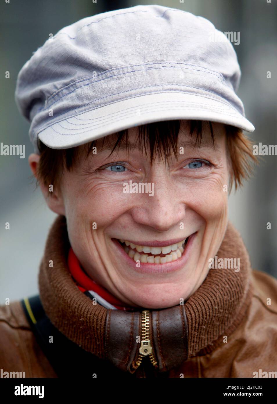 Ein neues Kunstwerk an der Malmen Flight School ist zu sehen. Der Künstler heißt Simone Aaberg Kaern. Stockfoto