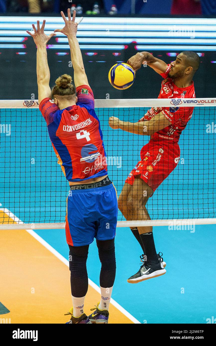 Arena di Monza, Monza, Italien, 02. April 2022, Lucarelli Ricardo (Lube Civitanova) während der Playoff-Zeit - Vero Volley Monza vs Cucine Lube Civitanova - Volleyball Ital Serie A Männer Superliga Championship Stockfoto