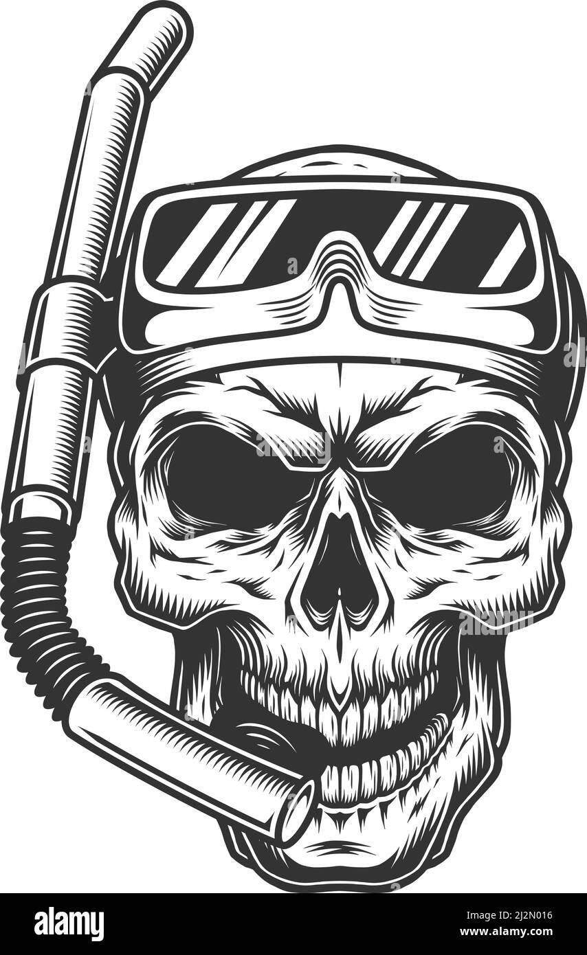Totenkopf in der Tauchmaske. Vektorgrafik Stock Vektor