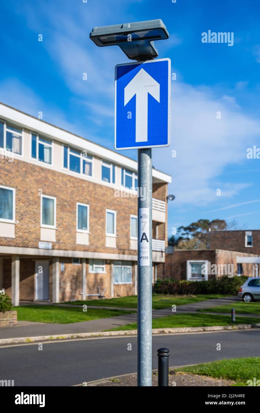 Einbahnstraße in England, Großbritannien. Stockfoto