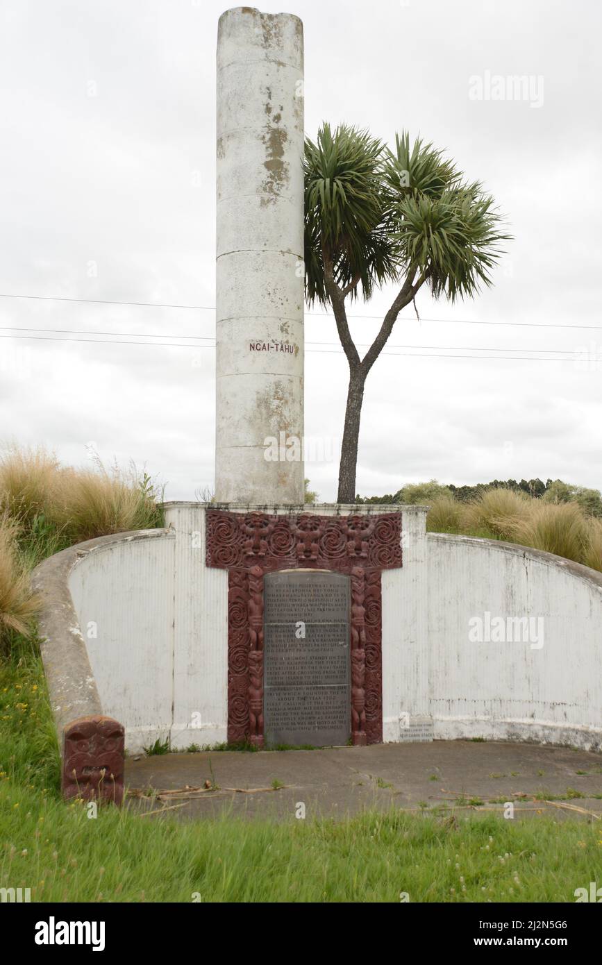 Das Memorial wurde Ende 1800s für den Ngai Tahu Maori errichtet, der 1835 bei dem Massaker in der Nähe von Kaiapohia durch den Maori-Chef der Nordinsel, Te Ra, starb Stockfoto