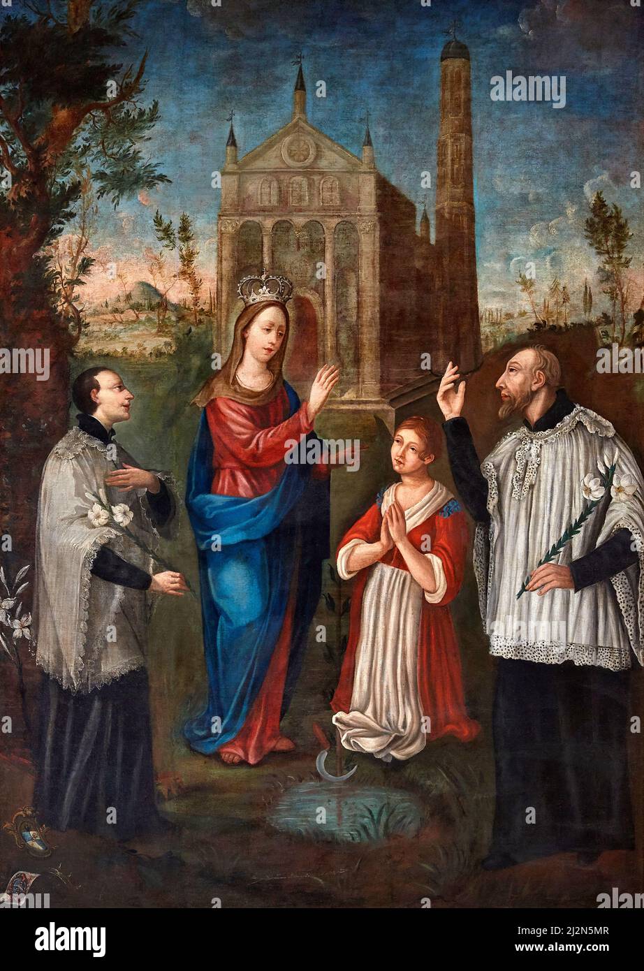 Unsere Liebe Frau von Caravaggio - Öl auf Leinwand - Maler des 18.. Jahrhunderts - Luzzara (Re), Italien, Kirche des heiligen Georg Stockfoto