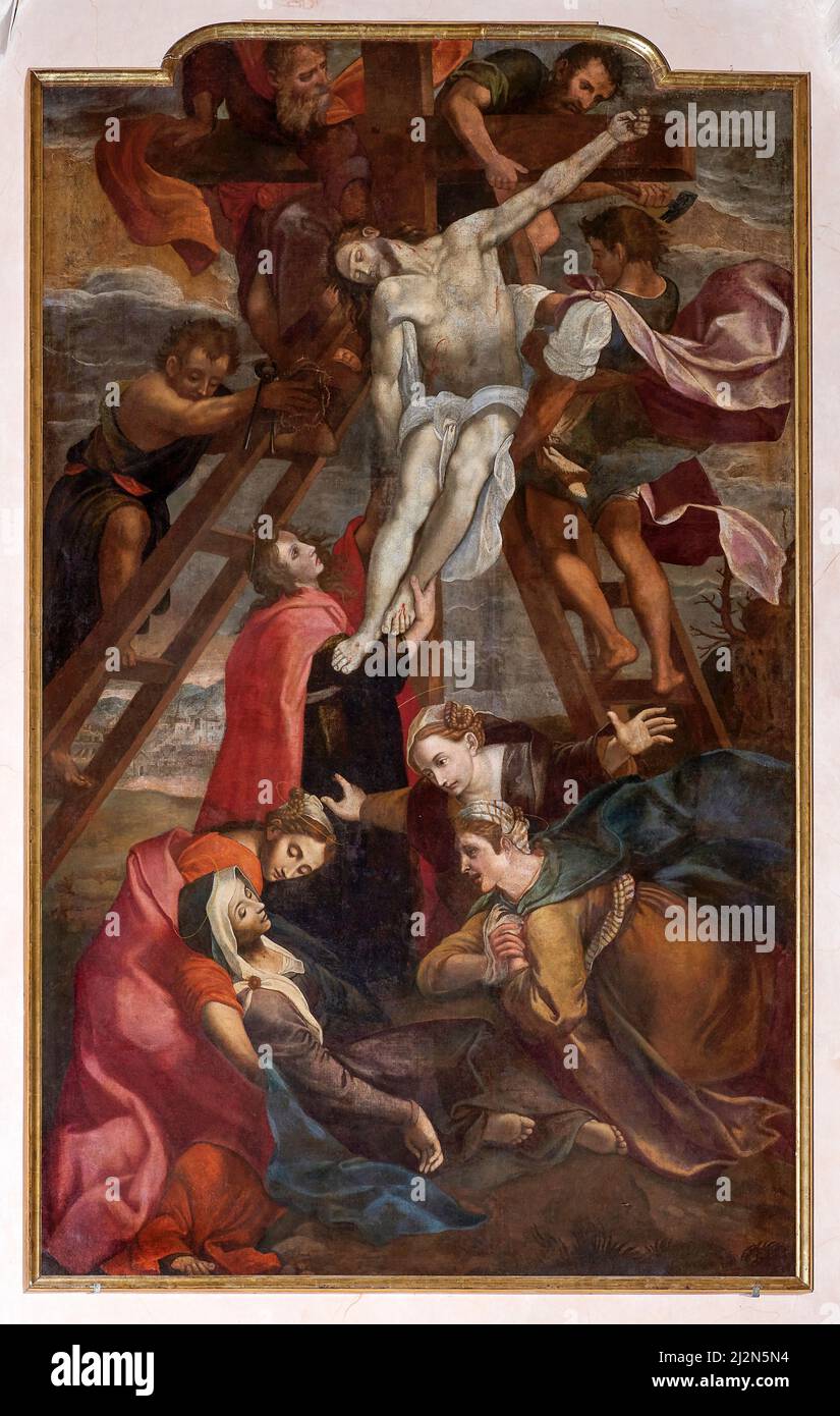 Ablagerung - Öl auf Leinwand - emilianischer Maler des 17.. Jahrhunderts - Luzzara (Re), Italien, Kirche des Hl. Georg Stockfoto