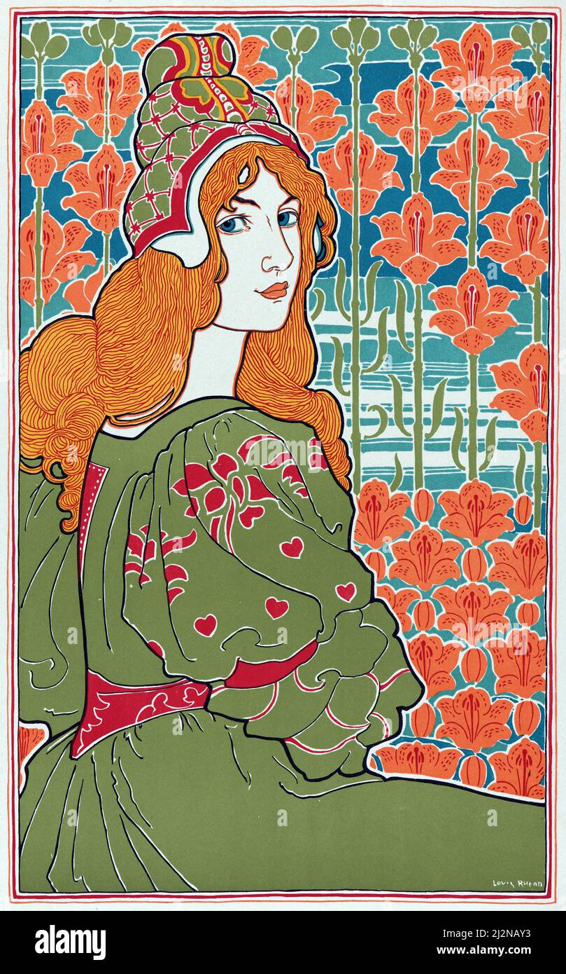 Louis Rhead Kunstwerk - Poster zum Jugendstil - Jane (1897) Stockfoto