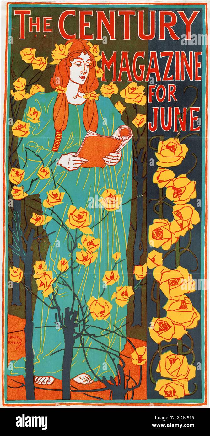 Louis Rhead Kunstwerk - Jugendstilplakat - das Century Magazin für Juni (1896). Stockfoto