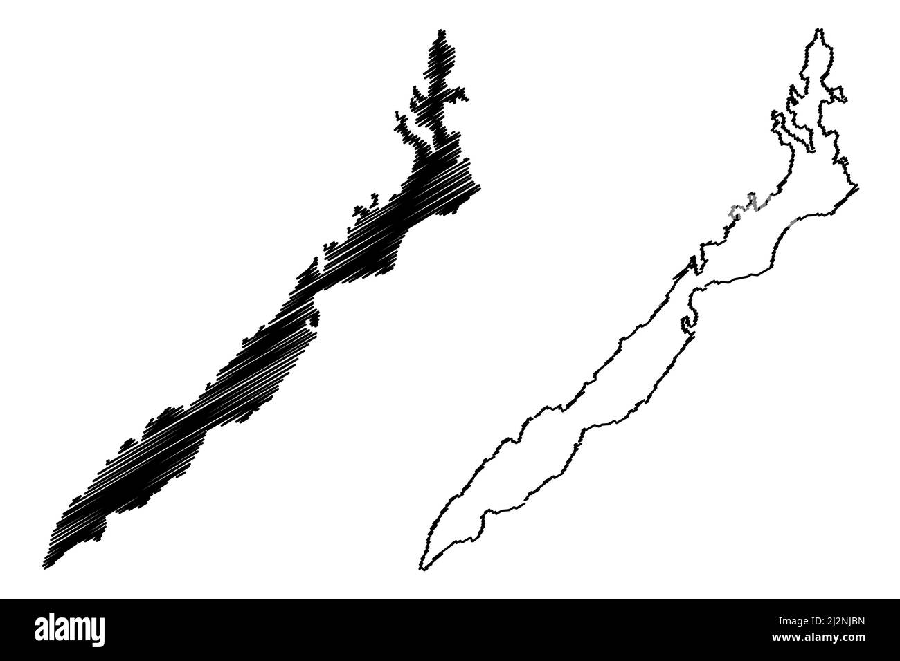 Palawan-Insel (Südostasien, Republik der Philippinen, philippinische Inseln oder Archipel) Kartenvektordarstellung, Scribble-Skizze Palawan-Karte Stock Vektor