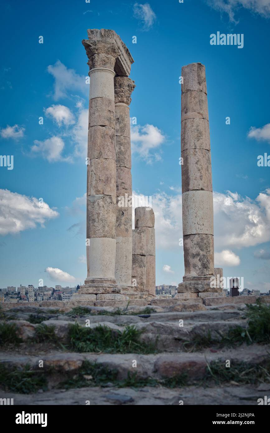 Foto der Zitadelle und der Ruinen der römischen Reiche in Amman Jordan Stockfoto