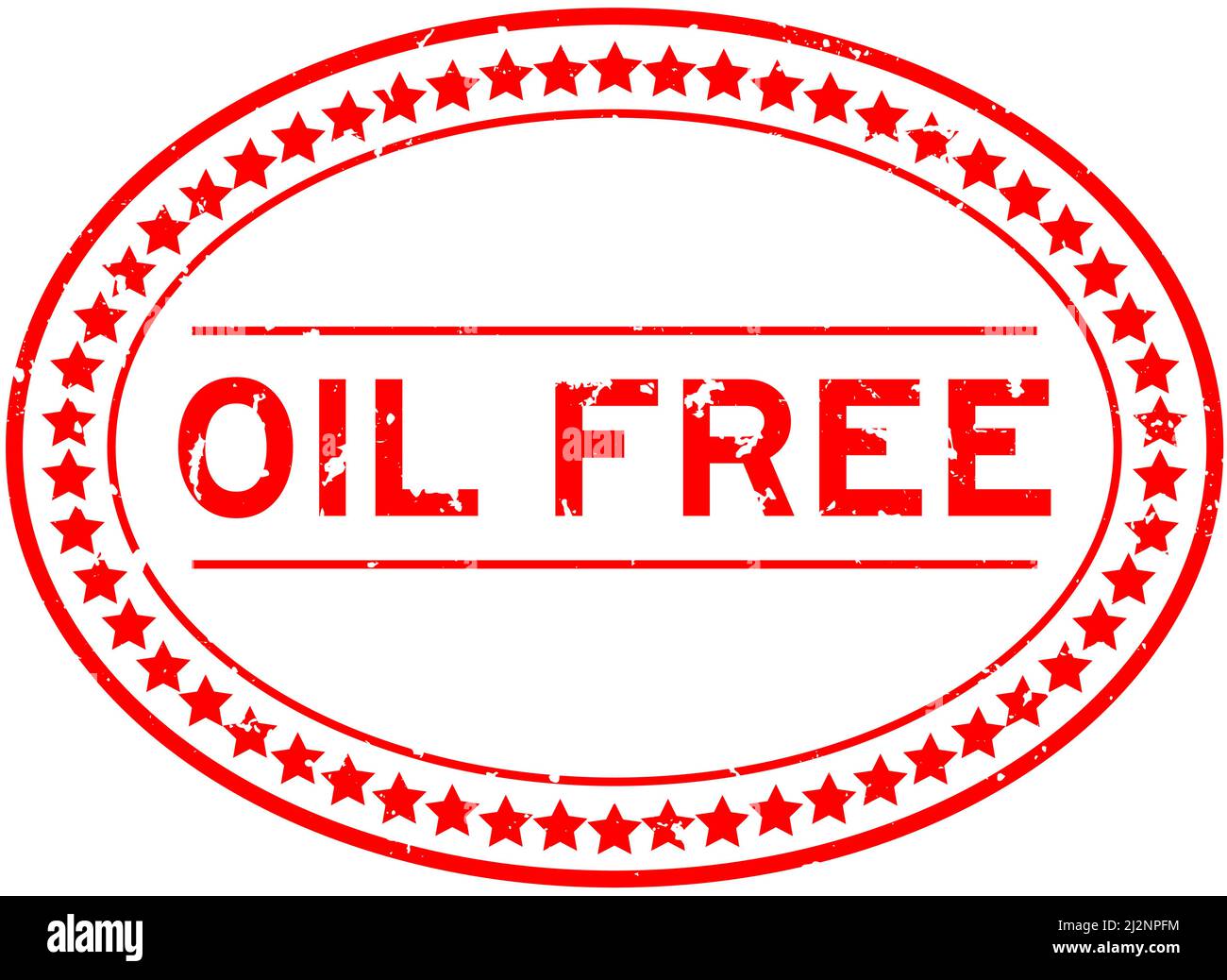 Grunge rot ölfrei Wort oval Gummi Stempel auf weißem Hintergrund Stock Vektor