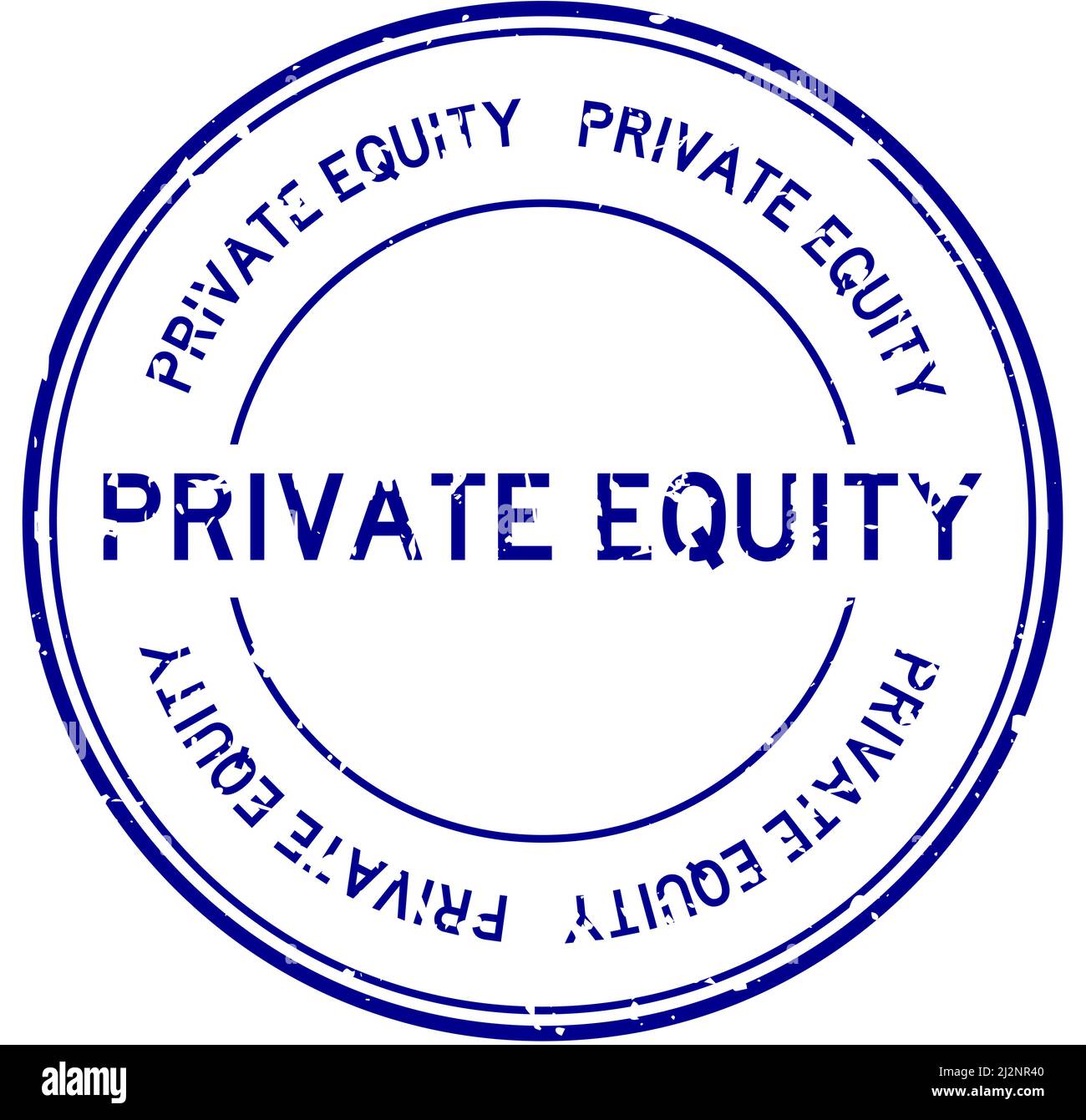 Grunge blau Private Equity Wort rund Gummi Siegel Stempel auf weißem Hintergrund Stock Vektor