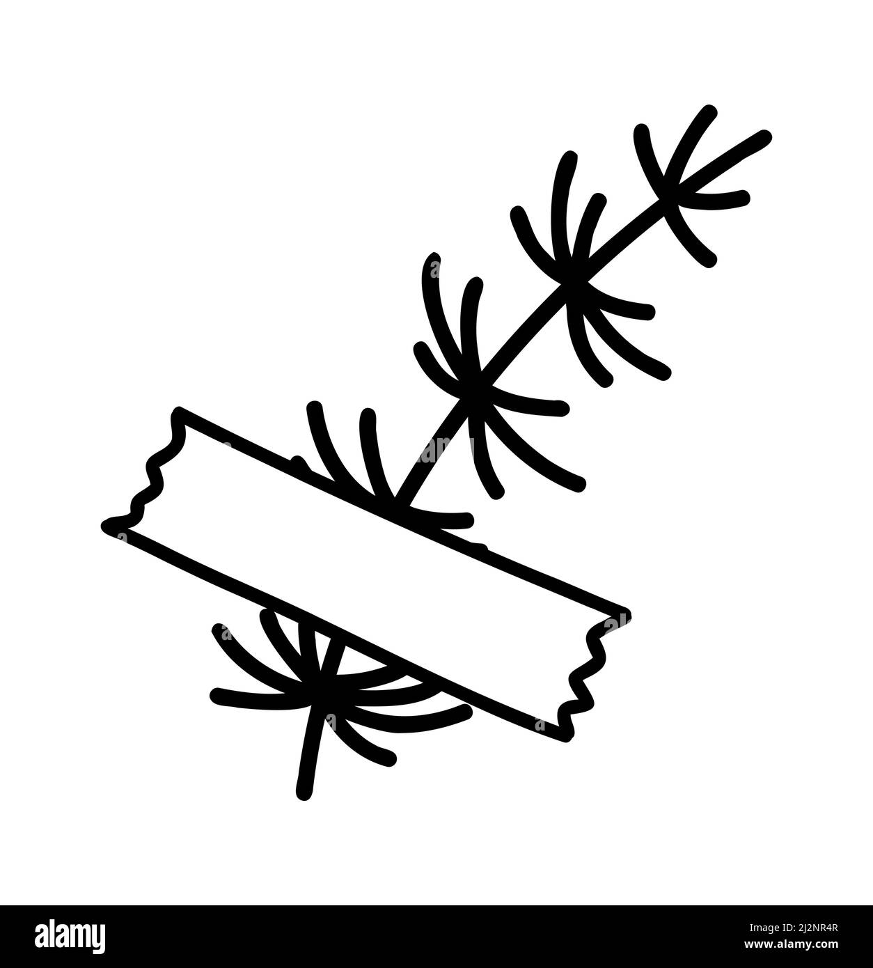 Doodle florale Elemente für Bullet Journal. Mit Klebeband versiegelte Blätter Stock Vektor