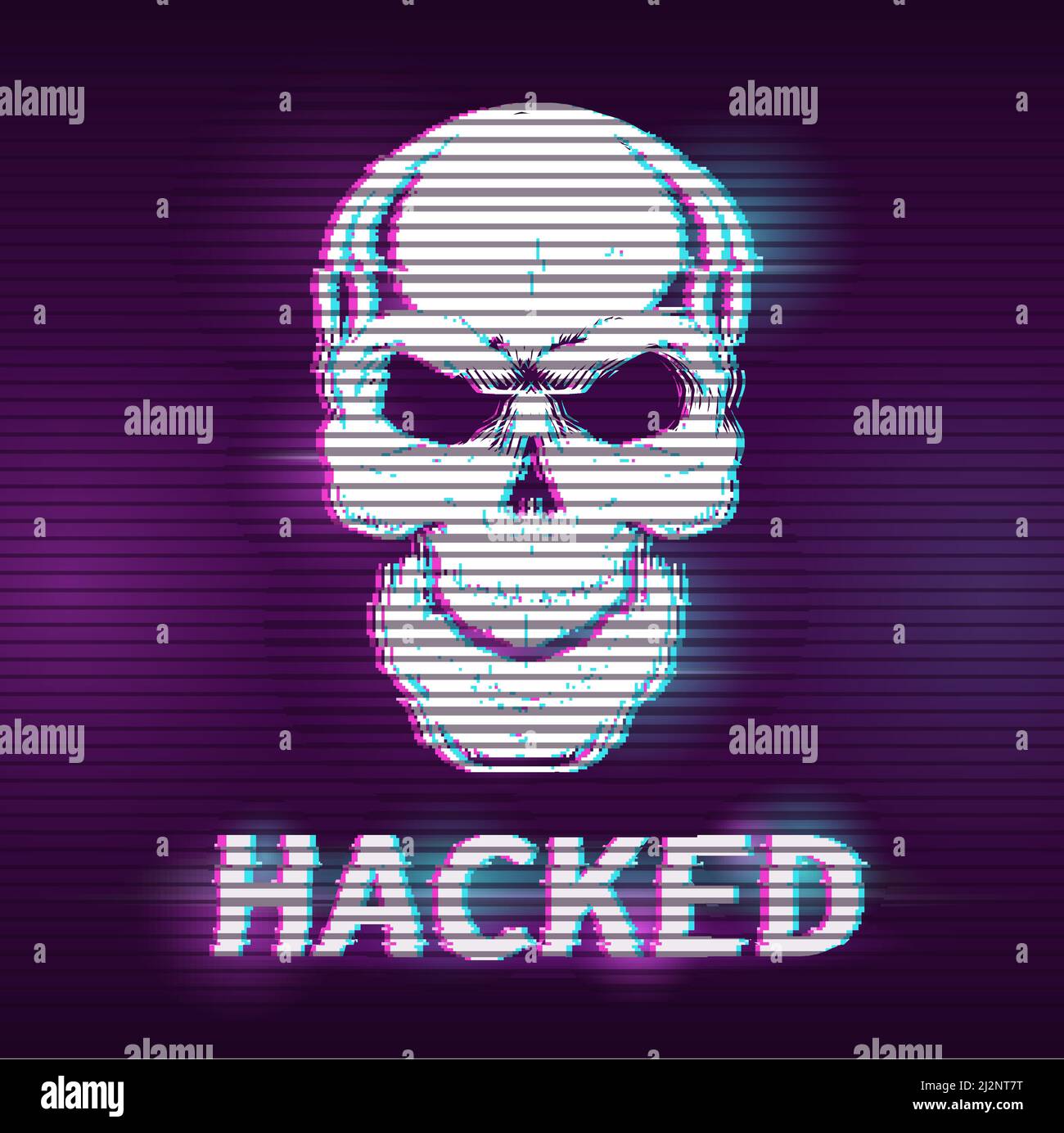 Hacking-Konzept-Illustration mit Glitch-Effekt. Digitale Vektorgrafik Stock Vektor