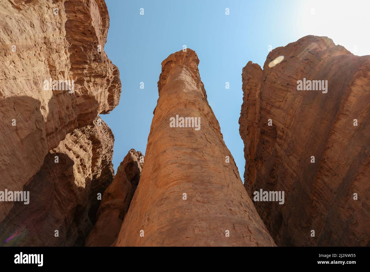Die Säulen von König Salomo im Timna Valley Nationalpark, Israel. Stockfoto