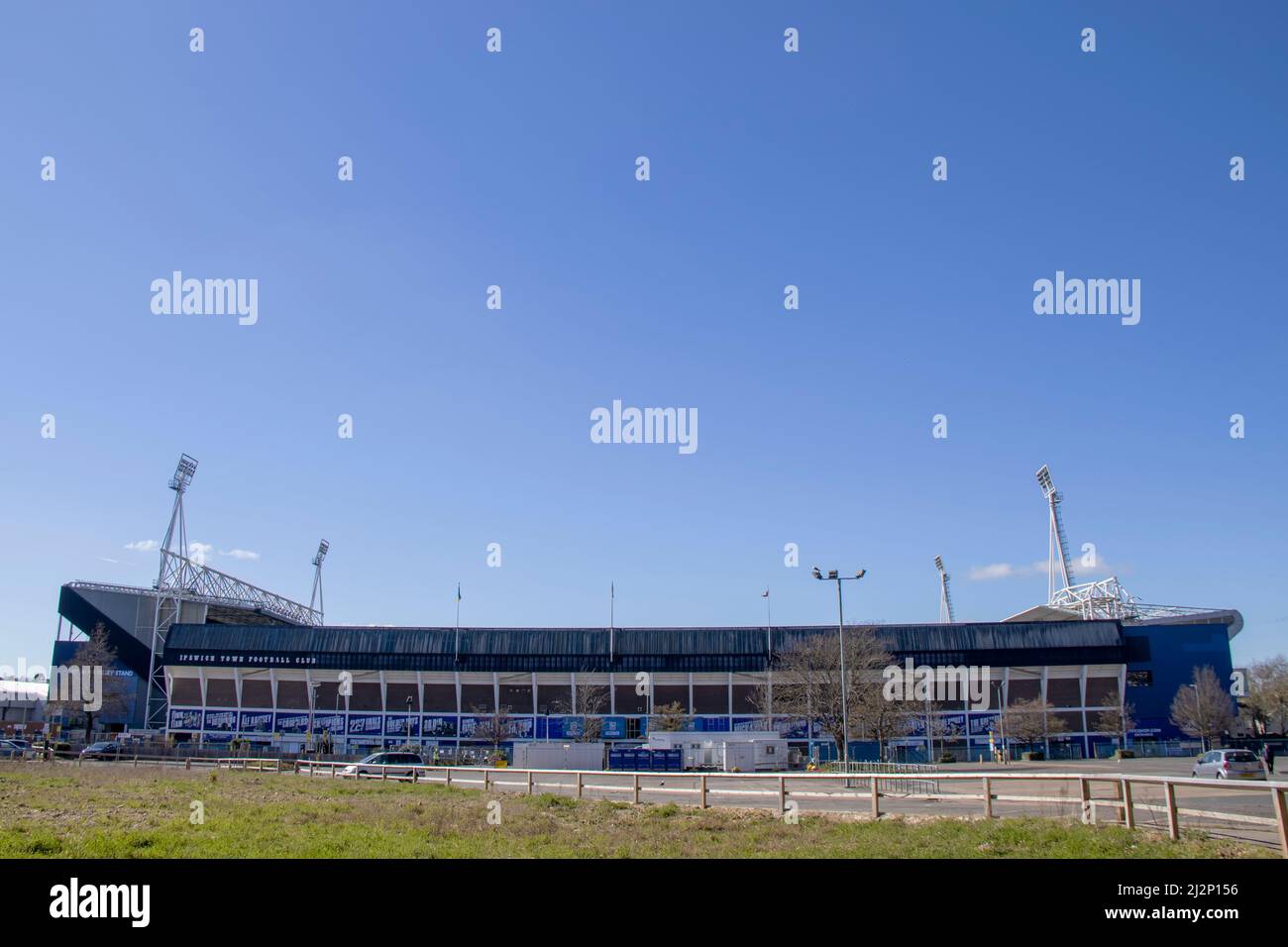 Die Portman Road ist die Heimat des Ipswich Town Football Club in Suffolk, Großbritannien Stockfoto