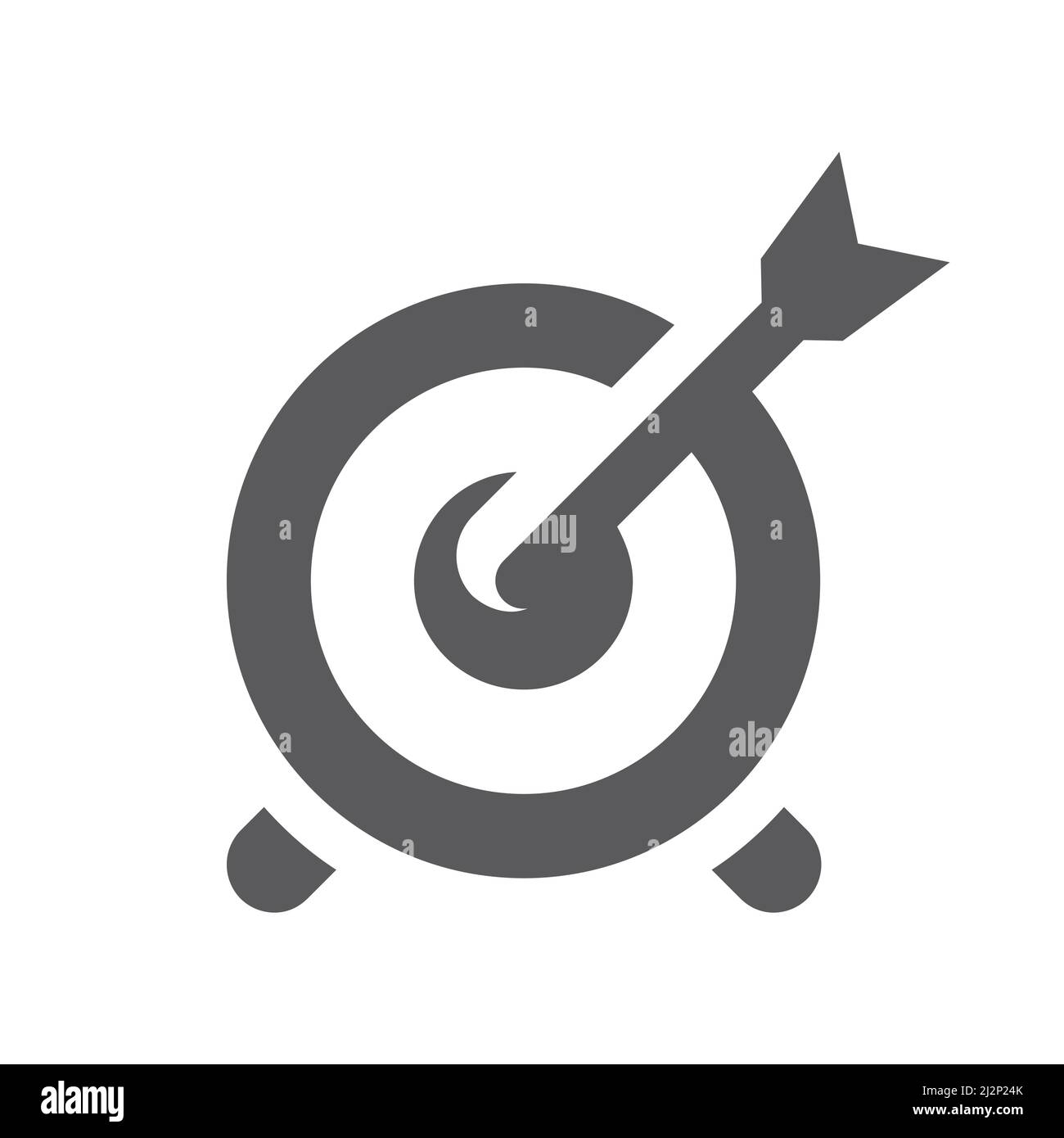 Ziel- und Pfeilsymbol für schwarzen Vektor. Symbol mit Geschäftsziel und Strategie. Stock Vektor