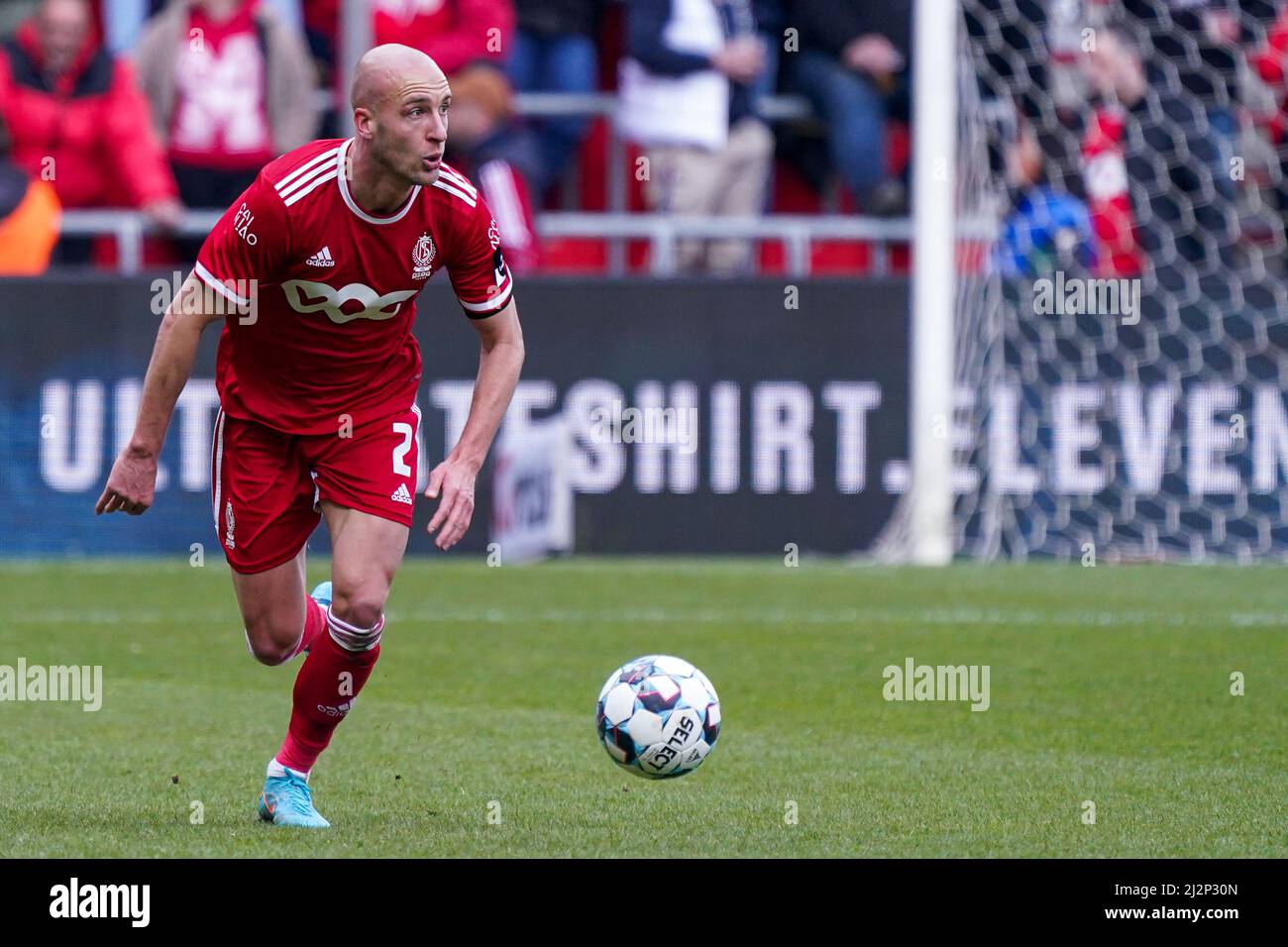 LUIK, BELGIEN - 3. APRIL: Gilles Dewaele von Standard Liège während des Jupiler Pro League-Spiels zwischen Standard Liège und Royale Union Saint-Gilloise am 3. April 2022 in Luik, Belgien (Foto: Jeroen Meuwsen/Orange Picles) Stockfoto