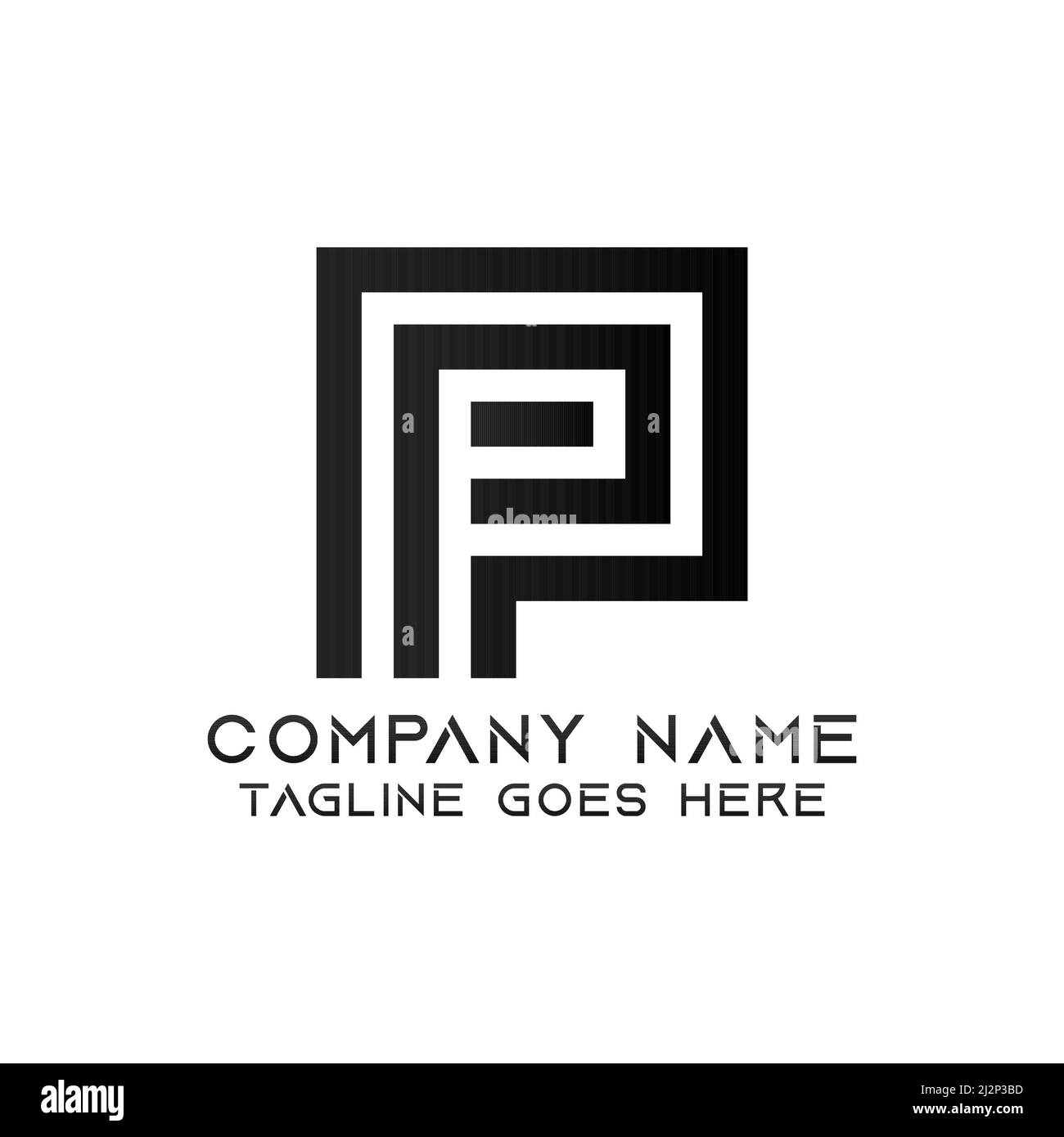 Design-Vorlage für das P-Logo. Dieses Logo eignet sich sehr gut für jede Art von Geschäft oder Branche, die in jedem Bereich tätig ist. Stock Vektor