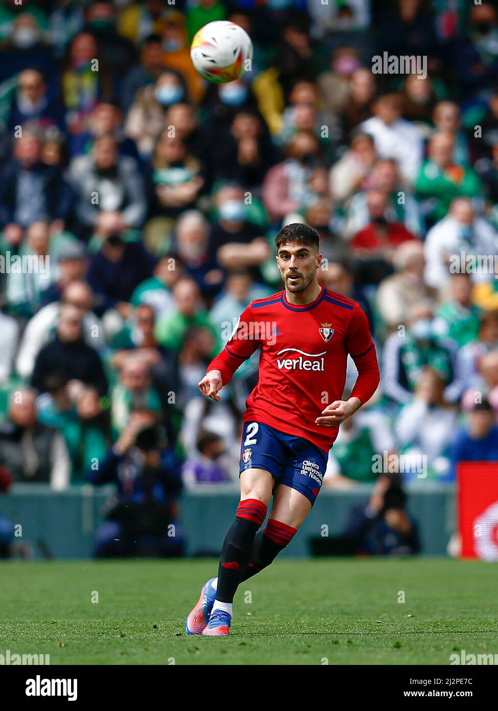 Nacho Vidal von CA Osasuna während des La Liga-Spiels zwischen Real Betis und CA Osasuna spielte am 3. April 2022 im Benito Villamarin Stadion in Sevilla, Spanien. (Foto von Antonio Pozo / PRESSINPHOTO) Stockfoto