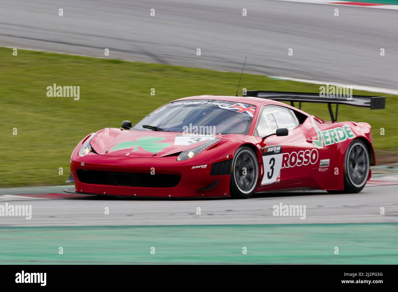 Katalonien, Spanien. 3.. April 2022 ; Circuit de Barcelona-Catalunya, Spanien; Espiritu de Montjuic: Jason Wright (US) fährt den Ferrari 458 GT3 während des Espiritu de Montjuic auf dem Circuit of Catalunya Credit: Action Plus Sports Images/Alamy Live News Stockfoto