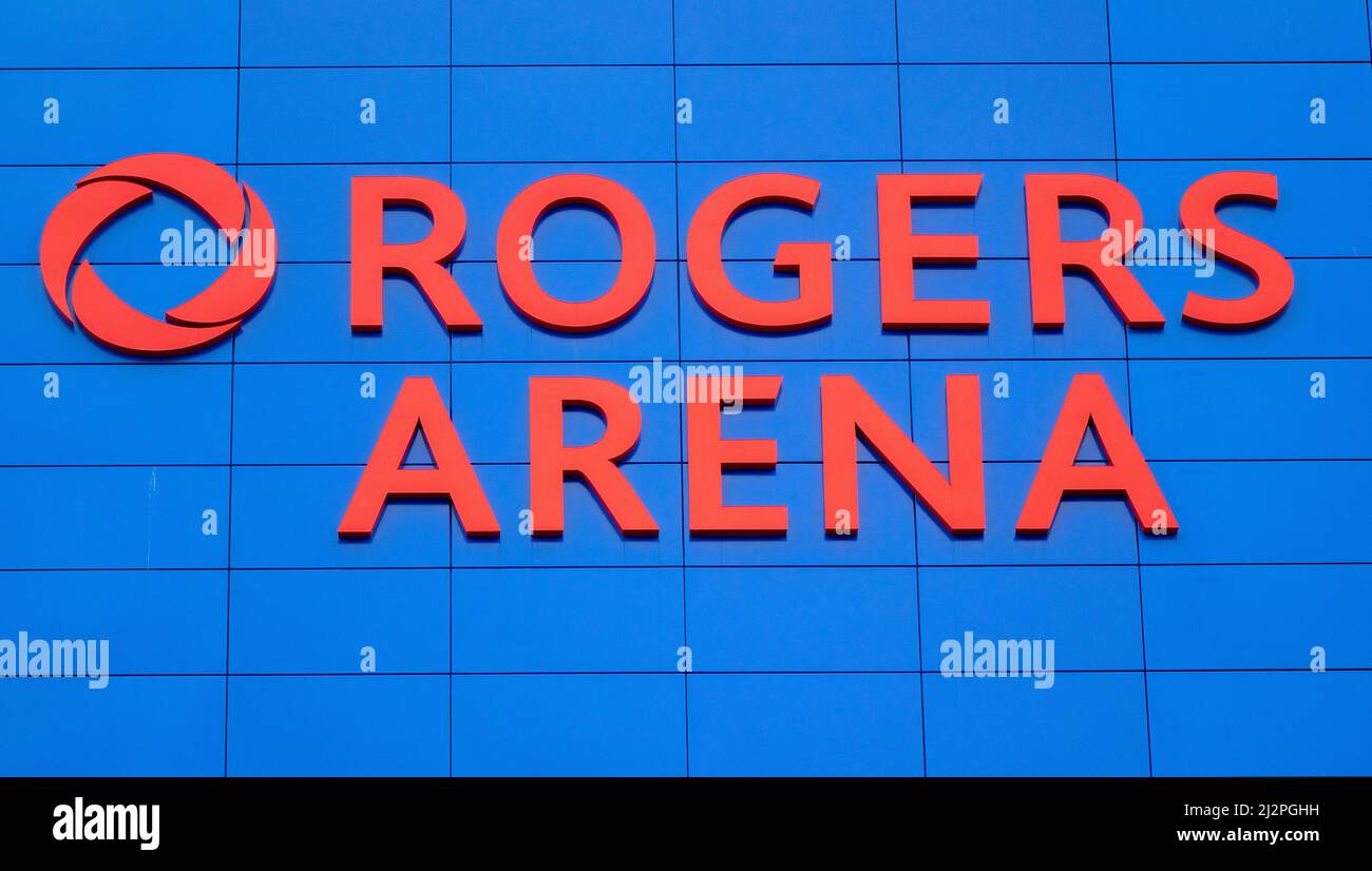 Rogers Arena Vancouver Heimstadion der Vancouver Canucks NHL Hockey Team Arena Sign Stockfoto