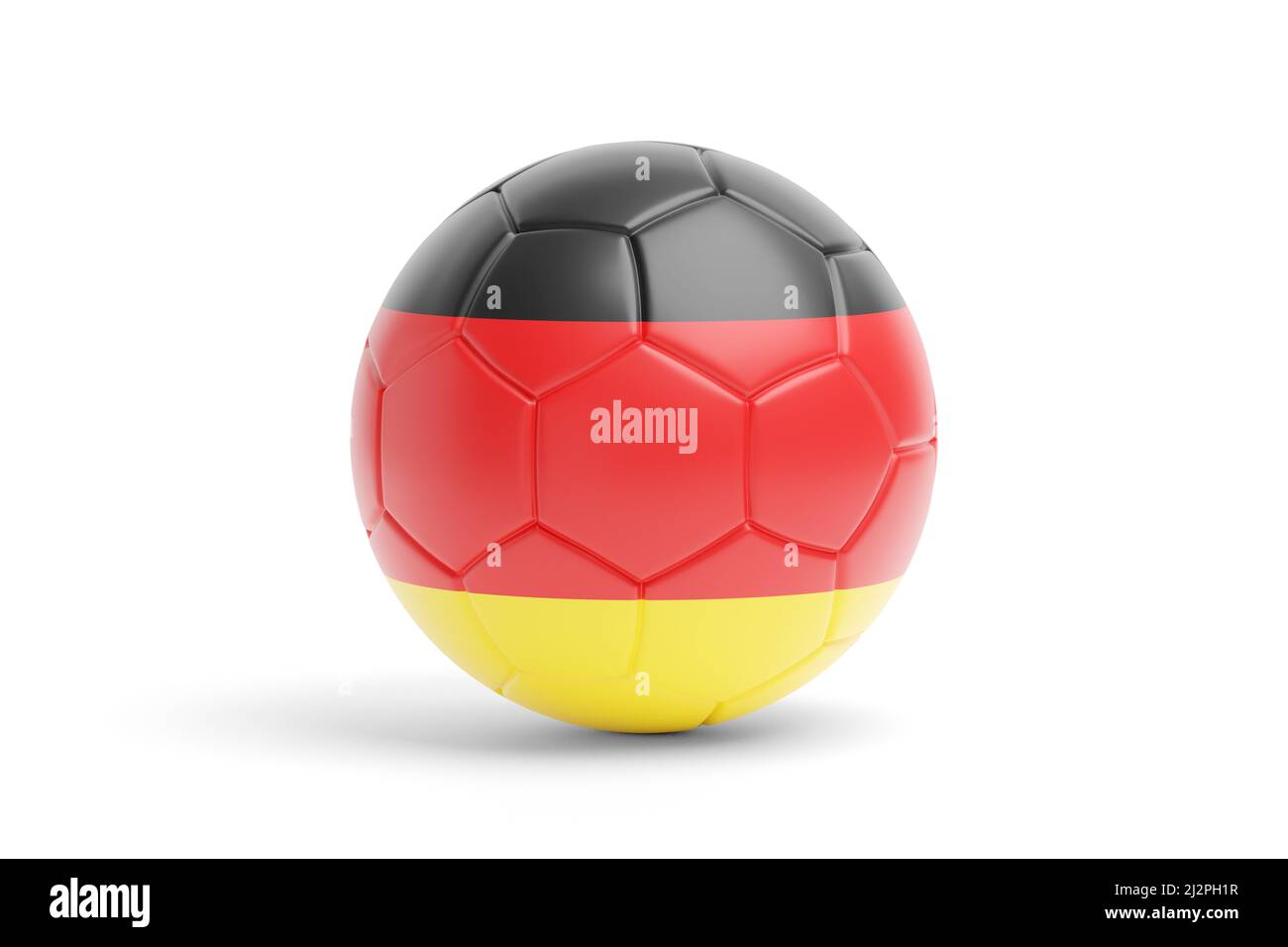 Fußball in den Farben der deutschen Flagge. 3D Abbildung. Stockfoto