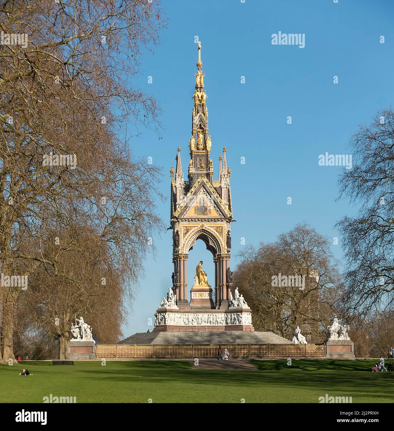 Albert Memorial Kensington Gardens, Hyde Park, London, England, Großbritannien Stockfoto