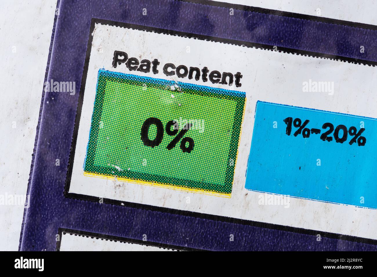 Etikett auf torffreiem Kompost, GoodHome Kompost aus nachhaltigen und erneuerbaren Quellen, Großbritannien Stockfoto