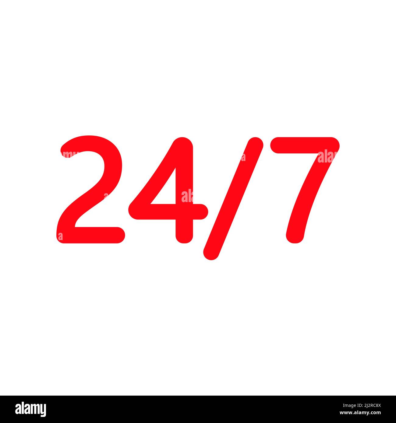 Rotes Symbol für 24 Stunden am Tag. Serviceschild für Support. Hilfekonzept. Vektor auf weiß isoliert Stock Vektor
