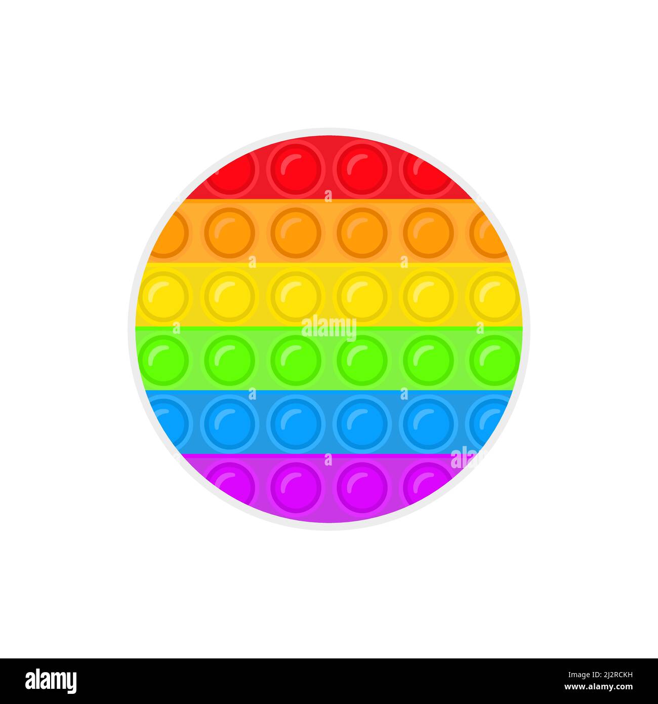 Das runde Spielzeug auswerfen. Anti-Stress-Spiel. Trendiges farbiges Spielzeugsymbol. Vektor auf weiß isoliert. Stock Vektor
