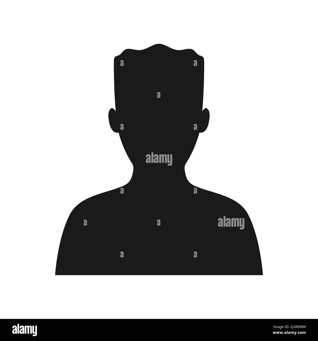 Männliche Silhouette. Schwarzes Symbol für Person. Abbildung des Profils eines Mannes. Menschlicher Avatar. Stock Vektor