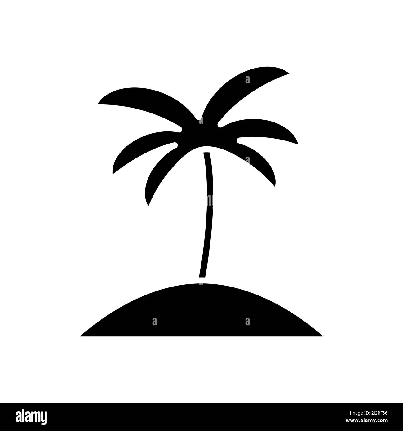 Handflächensymbol. Kokosnussbaum-Umriss. Schwarze Silhouette mit tropischer Handfläche. Vektordarstellung auf weiß isoliert. Stock Vektor