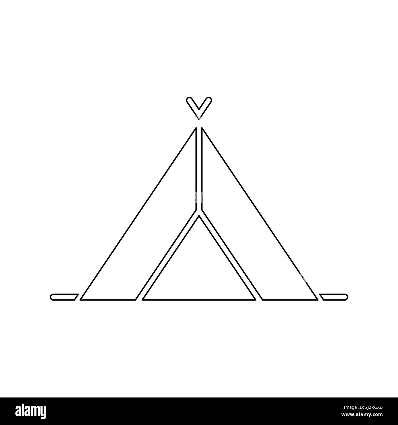 Symbol für die Zeltlinie. Umrisssymbol für Reise. Camping-Schild. Vektor auf weiß isoliert Stock Vektor