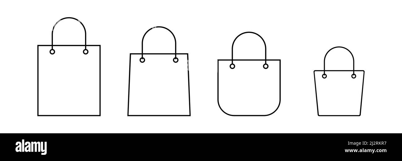 Einkaufstaschen Symbolset. Sale Line – Beutelsammlung. Vektor auf weiß isoliert Stock Vektor