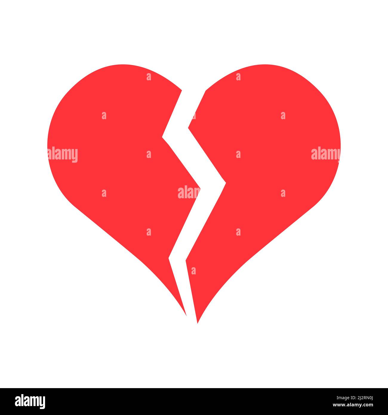 Rotes gebrochenes Herz. Symbol für Herzschmerz. Flaches Liebessymbol. Vektor auf weißem Hintergrund isoliert Stock Vektor
