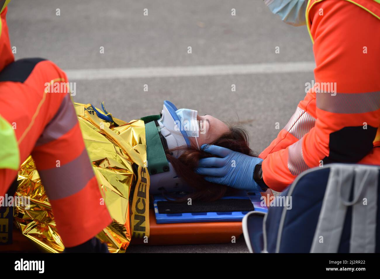 Erste-Hilfe-Demonstration Stockfoto