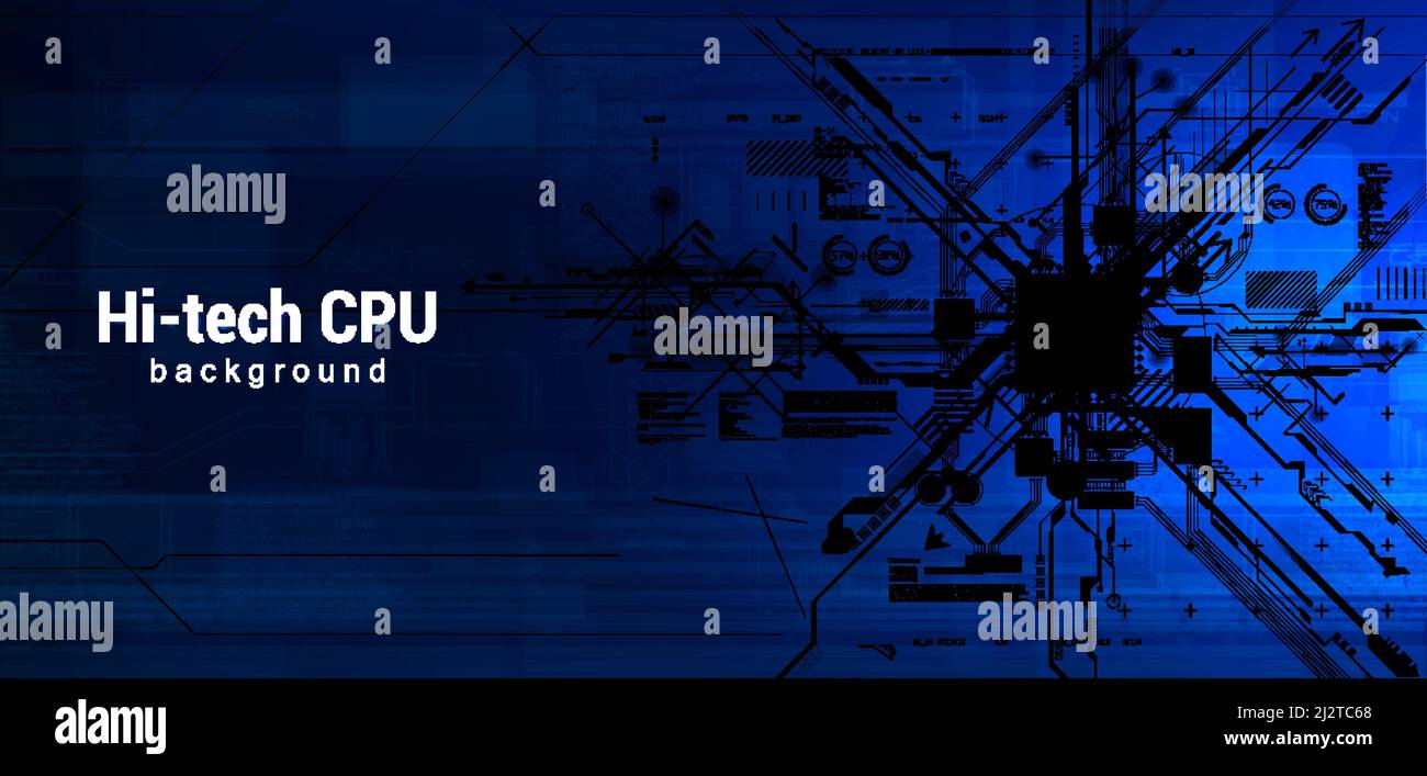 Futuristisches abstraktes Banner Cyber Pay mit High-Tech-Prozessorsystem Stock Vektor
