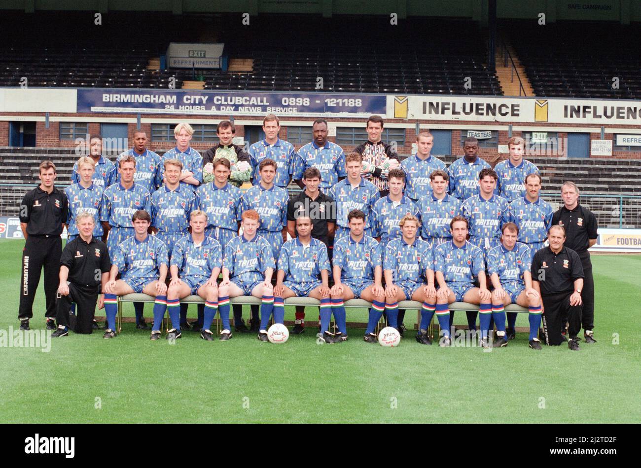 Fotoanruf der Fußballmannschaft von Birmingham City. 4.. August 1992. Stockfoto