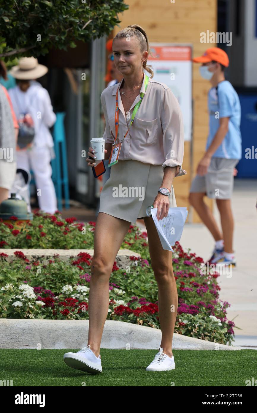 MIAMI GARDENS, FLORIDA - 03. APRIL: Daniela Hantuchova beim Miami Open Day 14 im Hard Rock Stadium. Daniela Hantuchová ist slowakische Tennisspielerin und pensionierte Spielerin. Sie wurde 1999 Profi und hatte 2002 ihren Durchbruch, als sie ihren ersten WTA Tour-Titel bei den Indian Wells Masters gewann, Martina Hingis im Finale besiegte und zur untersten Spielerin wurde, die jemals das Turnier am 3. April 2022 in Miami Gardens, Florida gewann. Personen: Daniela Hantuchova Kredit: Storms Media Group/Alamy Live News Stockfoto