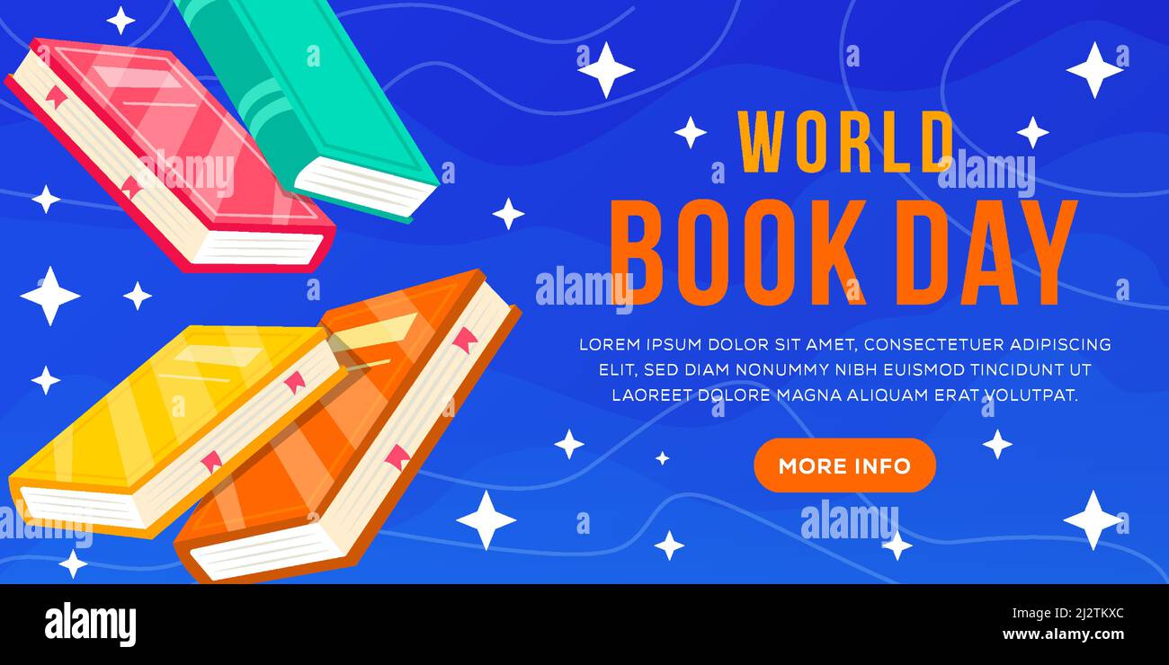 Welt Bücher Tag Illustration horizontale Banner Stock Vektor
