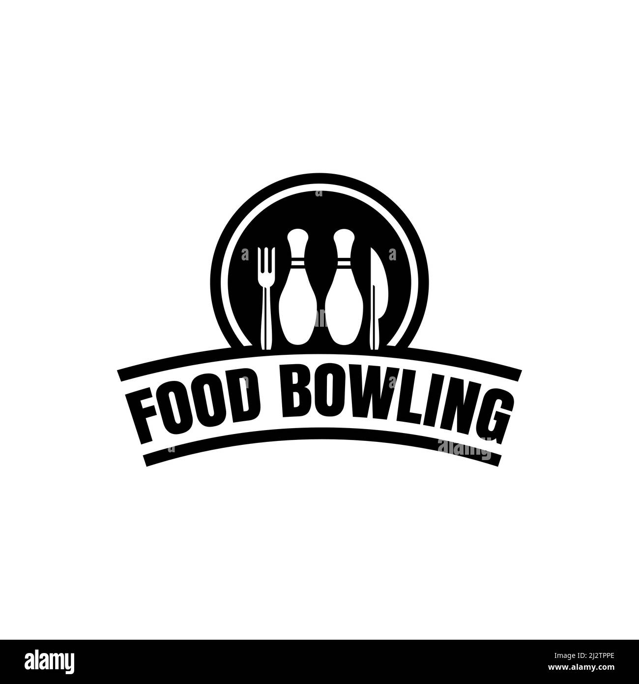 Vector Bowling Logo Design Concept Gabel und Messer Symbol kann für Restaurant verwendet werden Stock Vektor