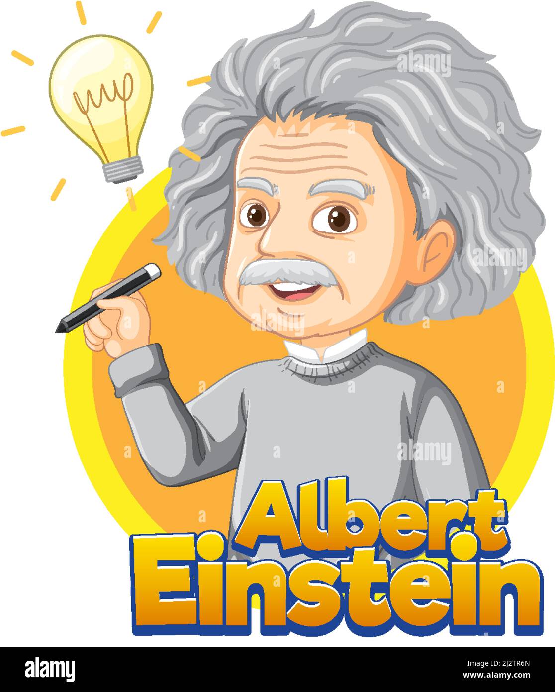 Porträt von Albert Einstein in Cartoon-Stil Illustration Stock Vektor