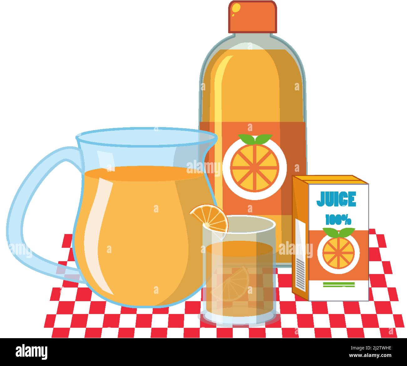 Orangefarbene Produkte auf weißem Hintergrund abgebildet Stock Vektor