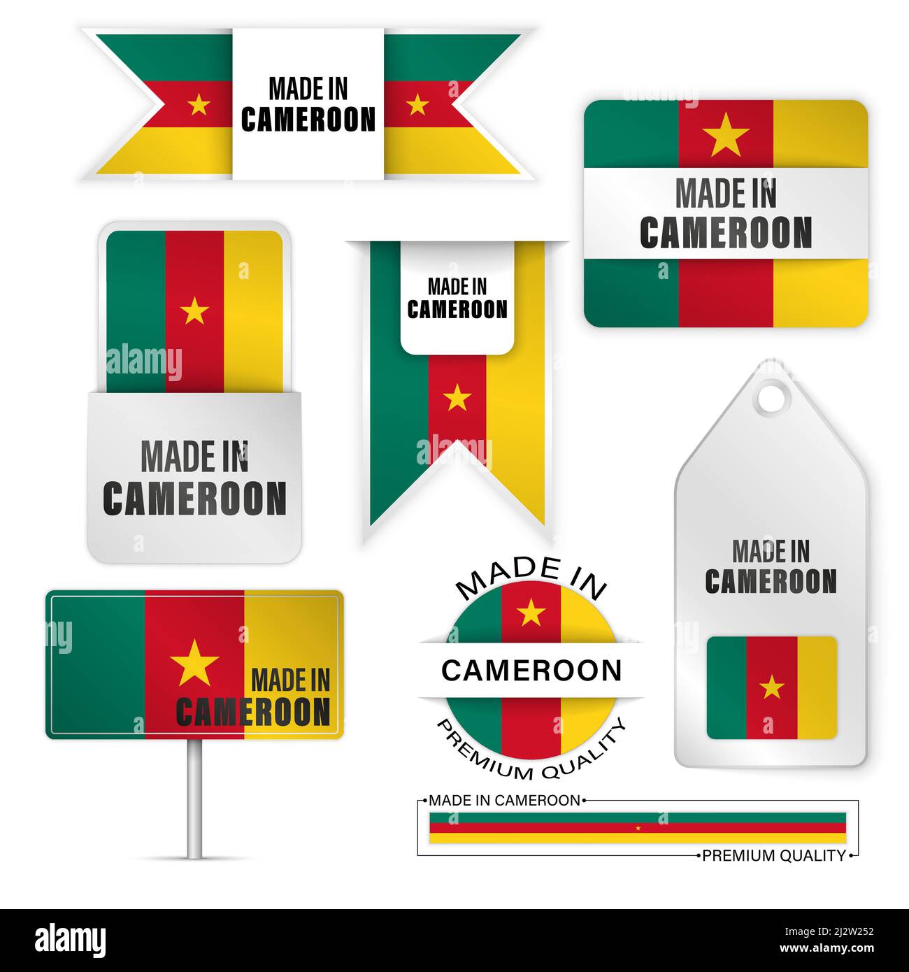 Hergestellt in Kamerun Grafiken und Labels gesetzt. Einige Elemente der Auswirkung für die Verwendung, die Sie daraus machen möchten. Stock Vektor