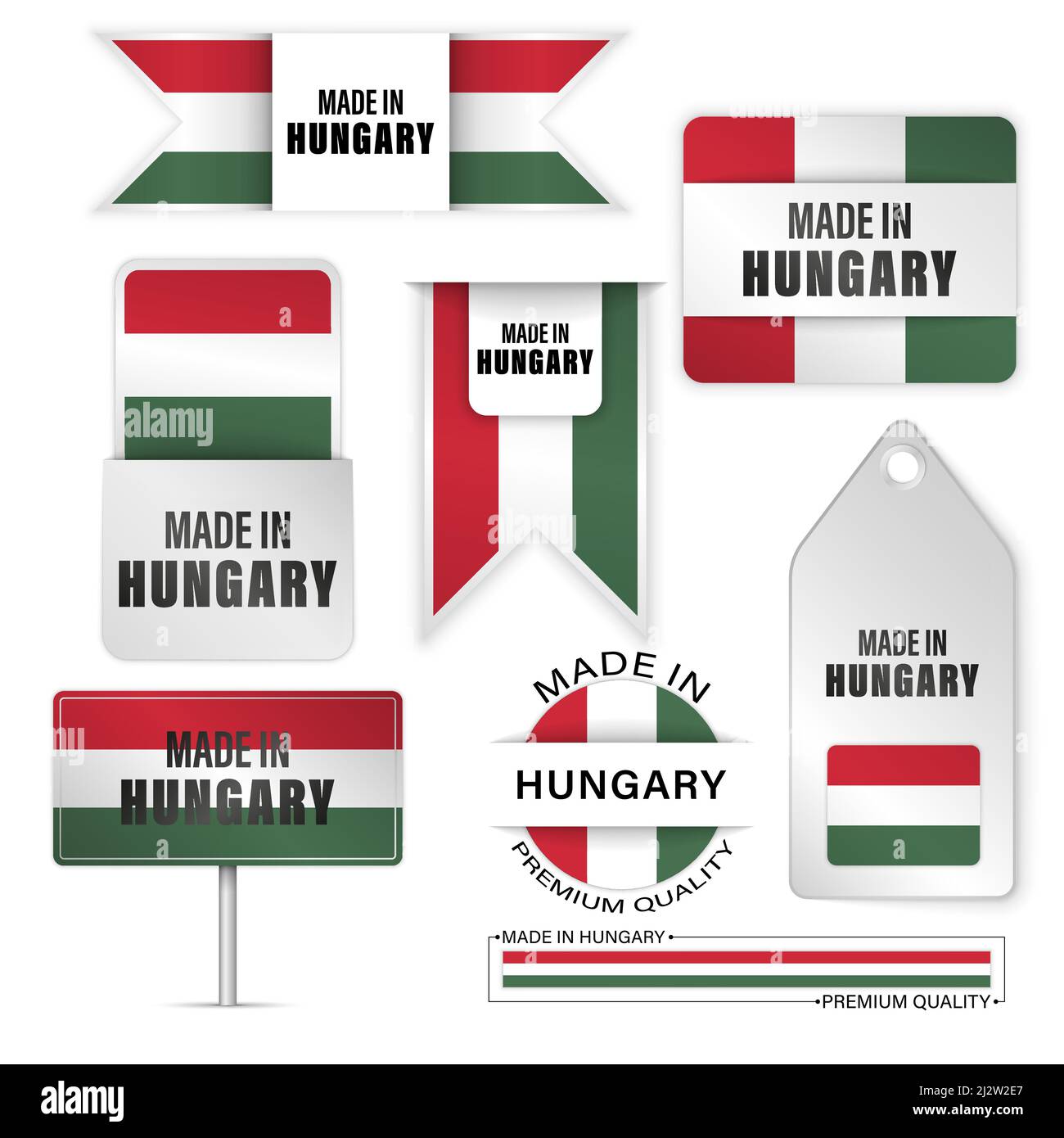 Made in Hungary Grafiken und Labels gesetzt. Einige Elemente der Auswirkung für die Verwendung, die Sie daraus machen möchten. Stock Vektor