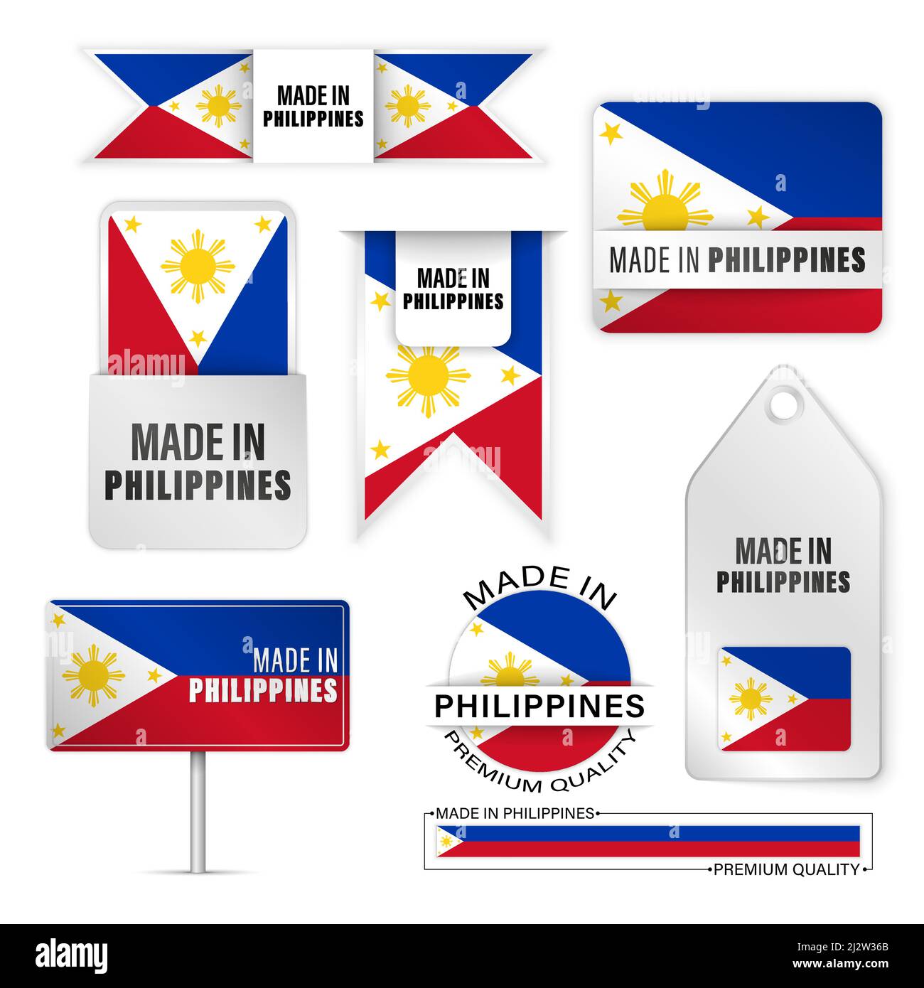 Made in Philippines Grafik und Labels Set. Einige Elemente der Auswirkung für die Verwendung, die Sie daraus machen möchten. Stock Vektor