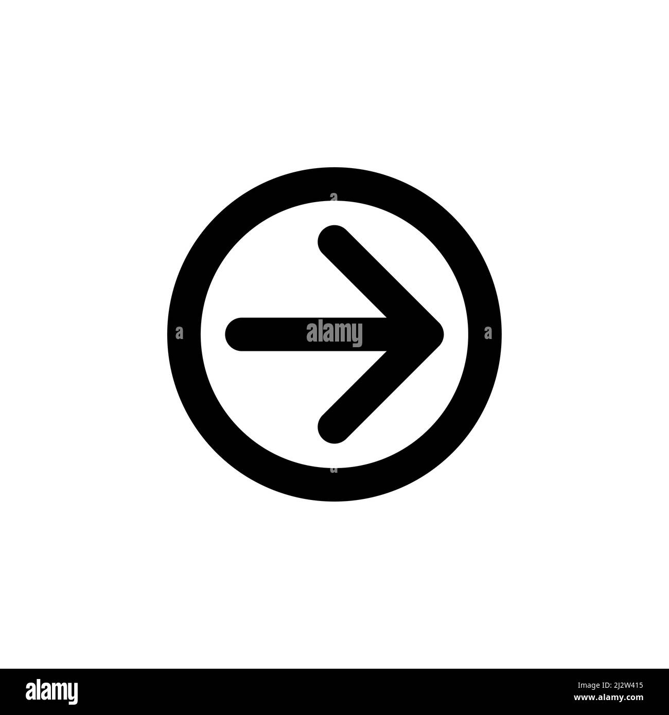 Pfeil nach rechts im Kreis, einfaches Web- oder Mobile-Interface-Vektorsymbol Stock Vektor