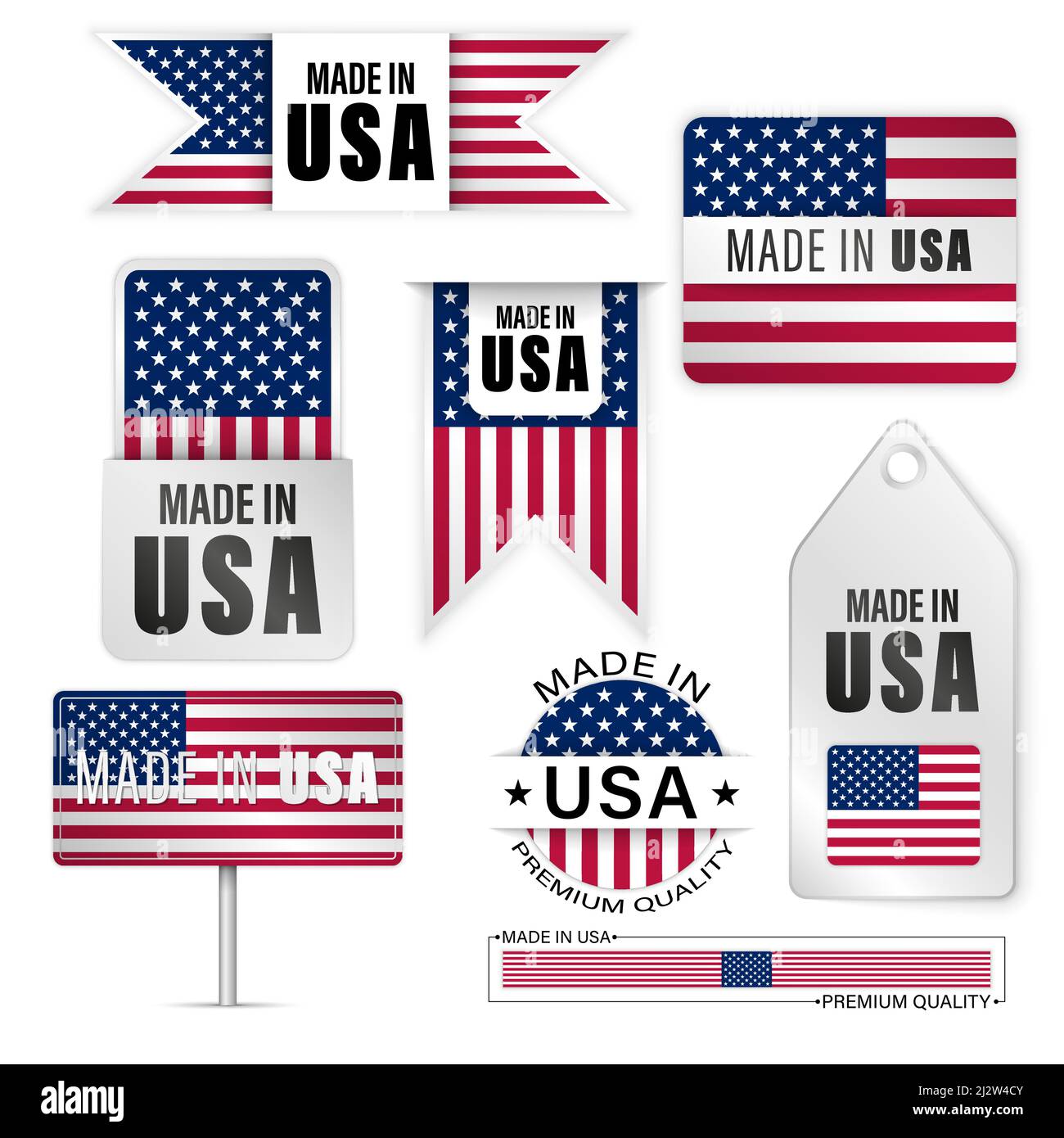 Made in USA Grafiken und Labels Set. Einige Elemente der Auswirkung für die Verwendung, die Sie daraus machen möchten. Stock Vektor