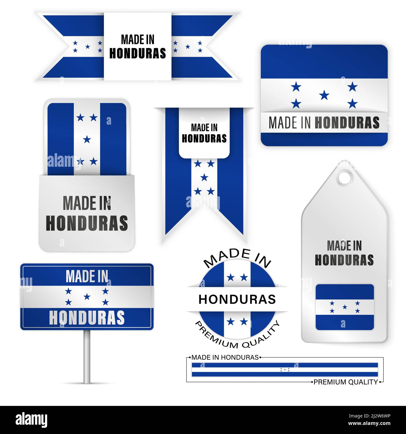 Made in Honduras Grafiken und Labels Set. Einige Elemente der Auswirkung für die Verwendung, die Sie daraus machen möchten. Stock Vektor