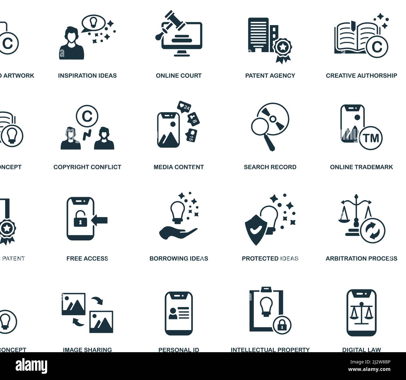 Symbol für kreative Autorschaft. Monochrom einfaches Creative Authorship Symbol für Vorlagen, Webdesign und Infografiken Stock Vektor